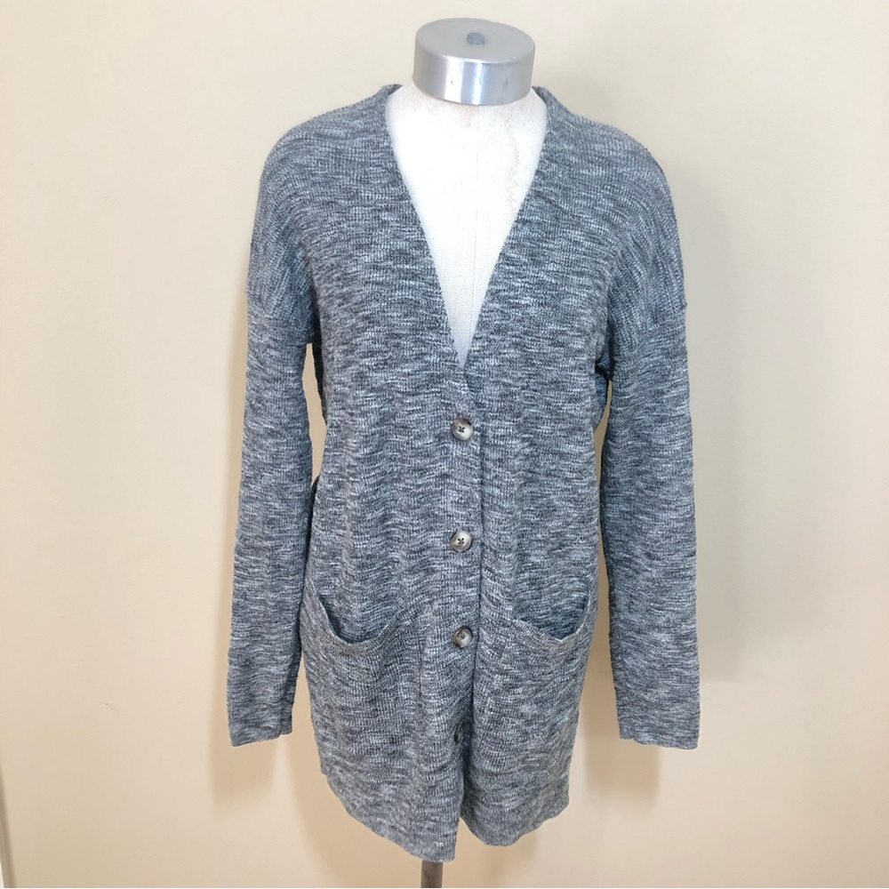 Madewell Alton cardigan knit sweater button front marled grey